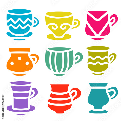 Set icons cups, mugs