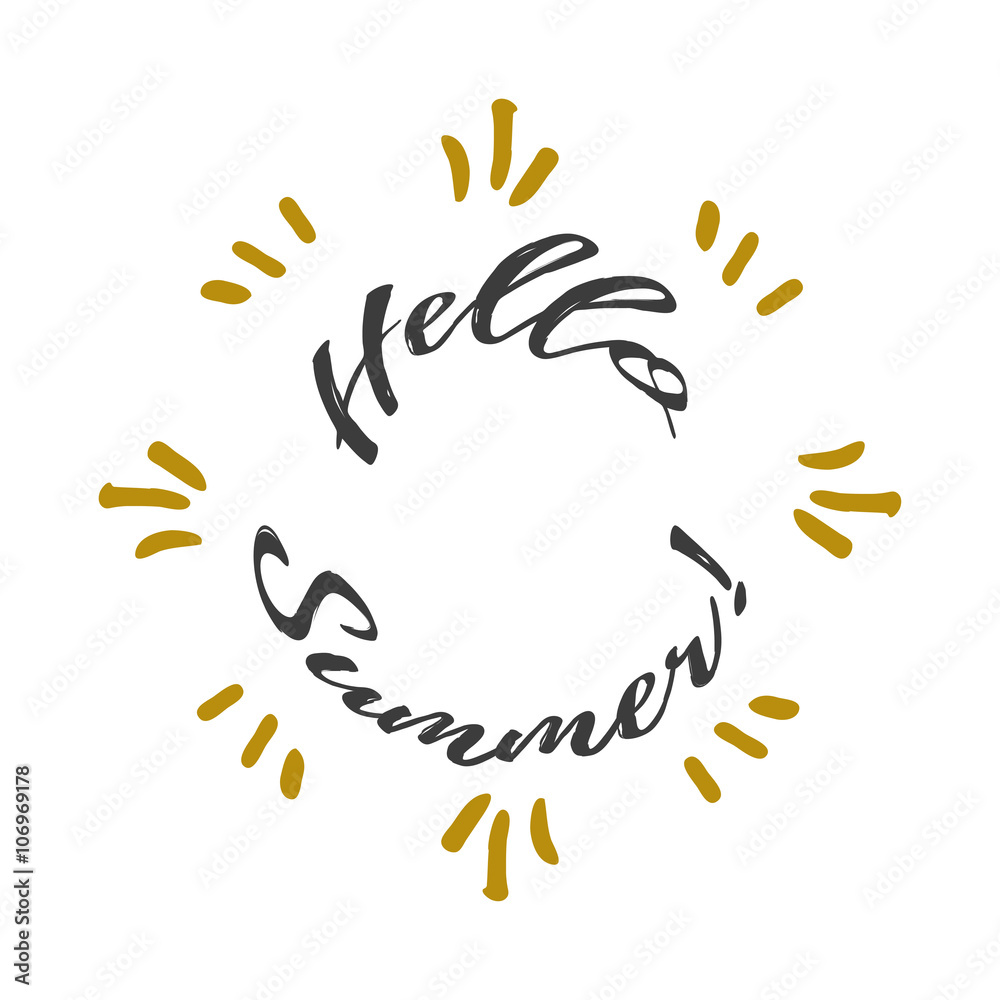 Obraz premium Hello summer vector lettering background