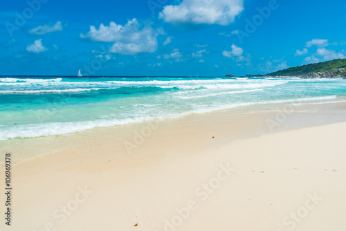 Tropical Grand Anse on island La Digue, Seychelles