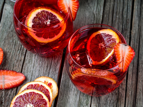 Blood orange strawberry rum punch photo