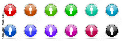 male gender colored vector icons set