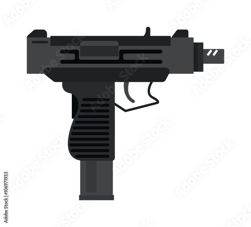 UZI submachine gun military rifle army and weapon automatic machine vector. 