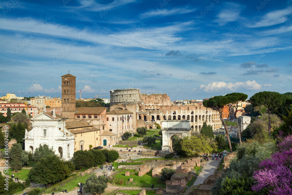 View of the Forum Romanum towards the coliseum