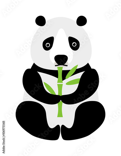 Fototapeta Naklejka Na Ścianę i Meble -  Cartoon panda sitting and eating bamboo animal bear funny vector. 