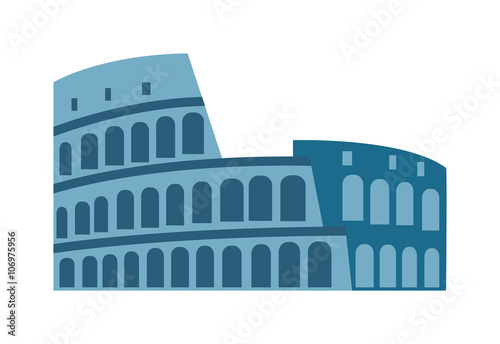 Amphitheater ruin an ancient architecture history city vector illustration. 
