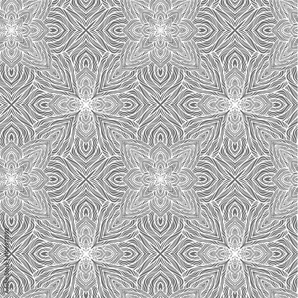 Vector nature seamless pattern with abstract flowers.