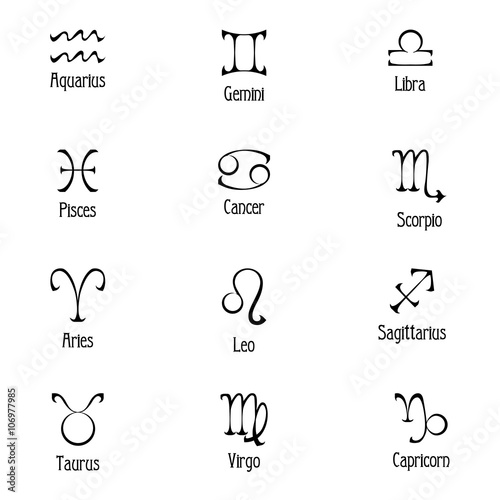 A set of zodiac symbols