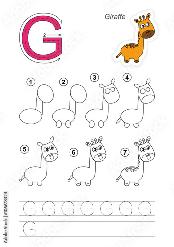 Drawing tutorial. Game for letter G