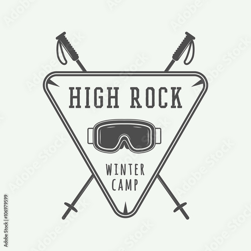 Vintage mountaineering and arctic expeditions logos, badges, emblem