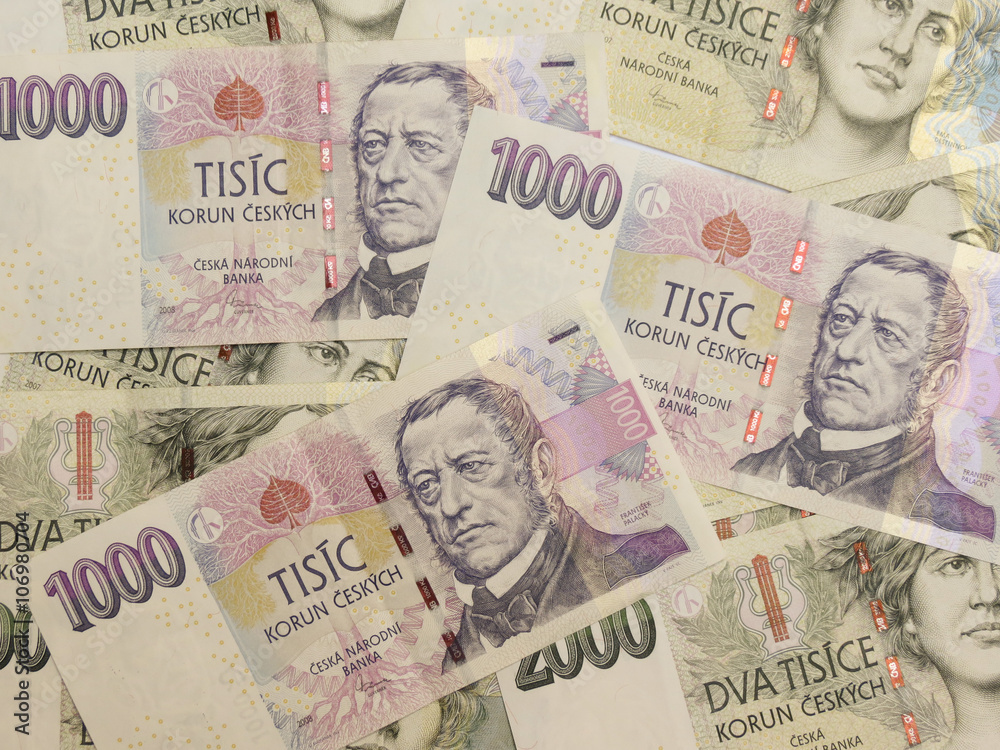 Obraz premium 1000 and 2000 Czech koruna banknotes