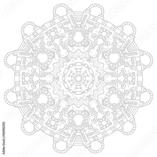 Steampunk vector illustration with industrial technical elements