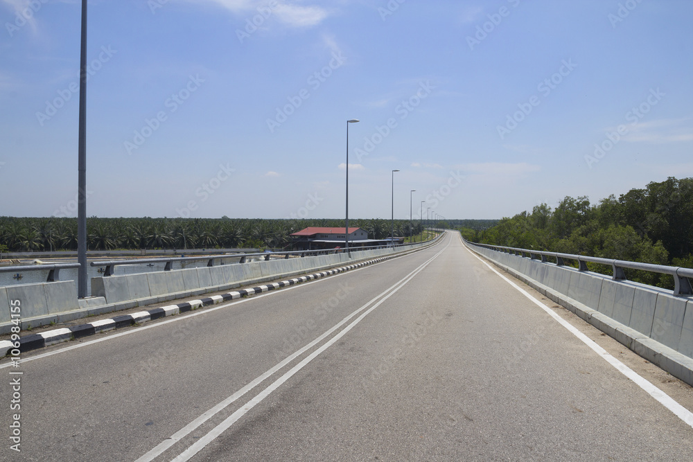 Rural road highway for speed drive journey, empty freedom bridge route for motion trip