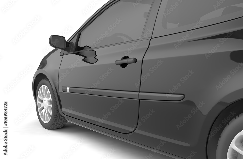 Samll car mock up on white background, 3D illustration Samll car mock up on white background, 3D illustration