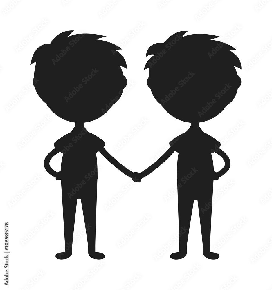 Twins happy kids holding hands boy and girl vector illustration. Twins happy kids holding hands boy and girl vector illustration.