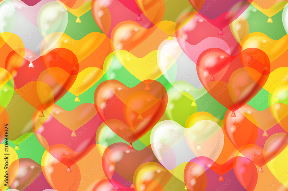 Seamless Pattern Background with Heart Shaped Balloons, Beautiful Colorful Illustration Seamless Pattern Background with Heart Shaped Balloons, Beautiful Colorful Illustration