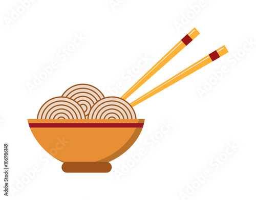 Chow Mein: fried noodles with chicken and vegetables chinese food vector. 