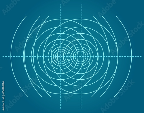 Scheme of physics, chemistry and sacred geometry. The science theme. 