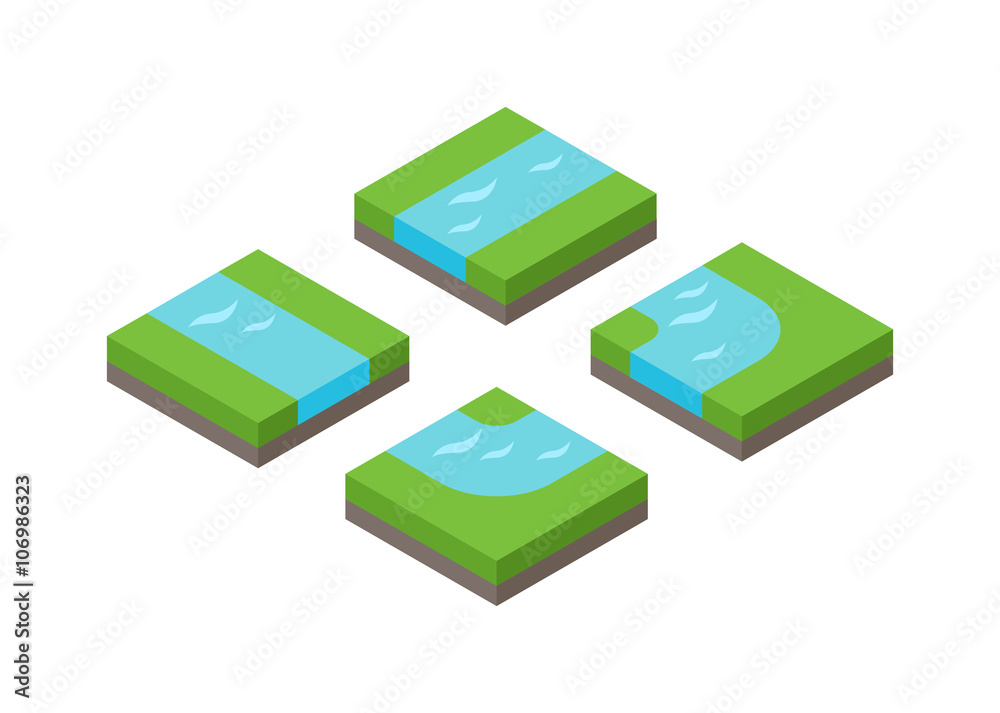 Isometric 3d land agriculture landscape vector illustration Isometric 3d land agriculture landscape vector illustration