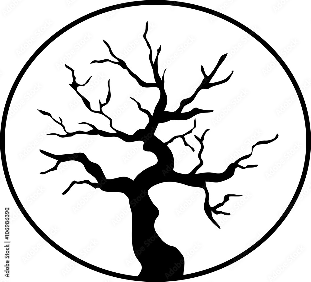 Obraz premium Древо жизни, контурный вектор силуэт 