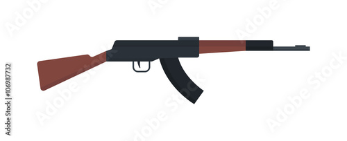 Submachine gun icon kalashnikov or AK-47 color silhouette vector illustration. 