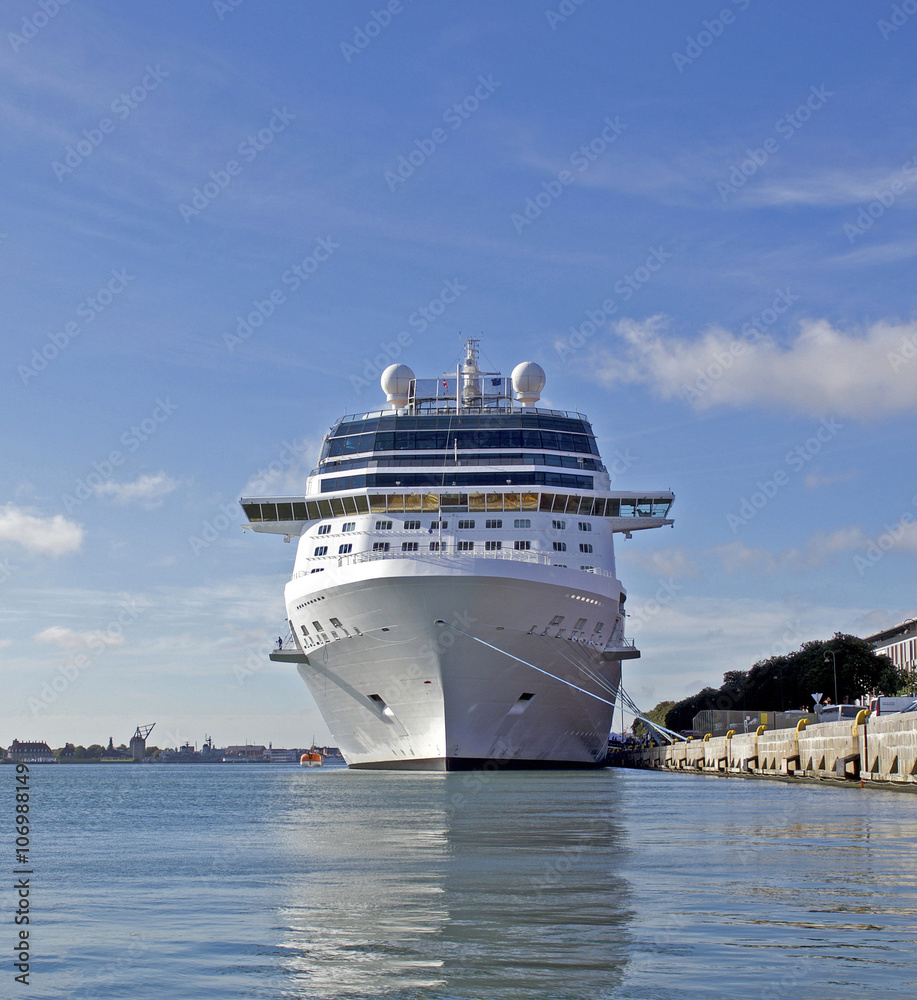 Luxury Cruise Ship docked in port