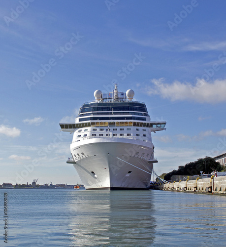 Luxury Cruise Ship docked in port © Christophe K