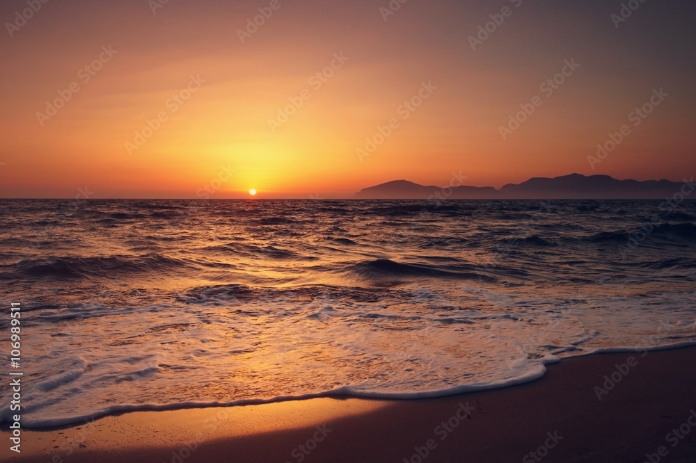 sea coastline sunset