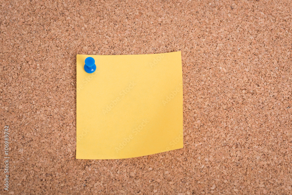 Yellow blank note papers with pin Yellow blank note papers with pin