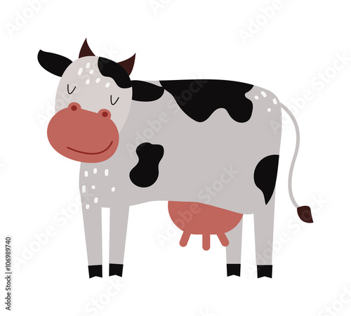 Funny cartoon cow farm mammal animal vector. 