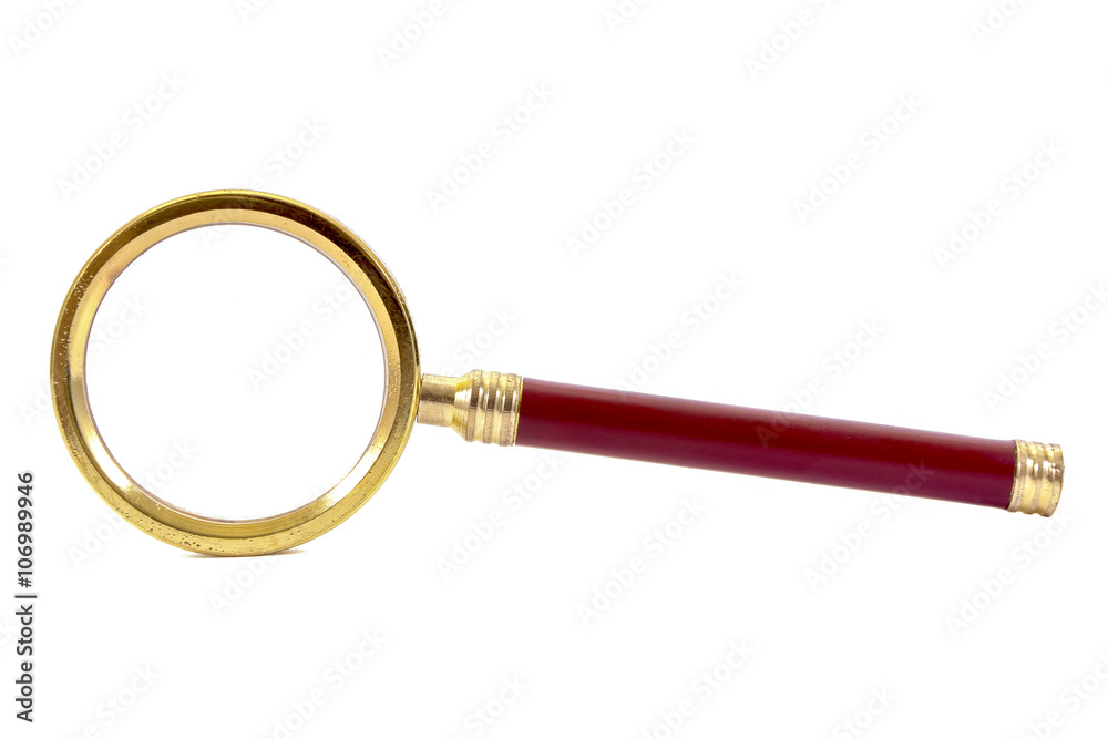 Retro magnifying glass isolated on white background