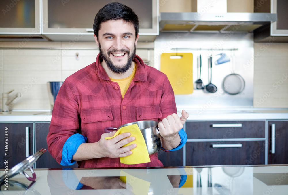 Bearded man in the kitchen Bearded man in the kitchen