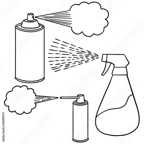 vector set of spray can and bottle