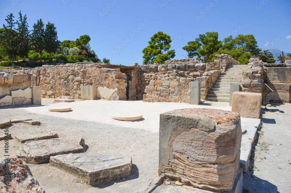 Scenic Minoan palace of Phaistos in Crete (Greece)
