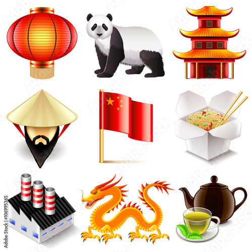 China icons vector set