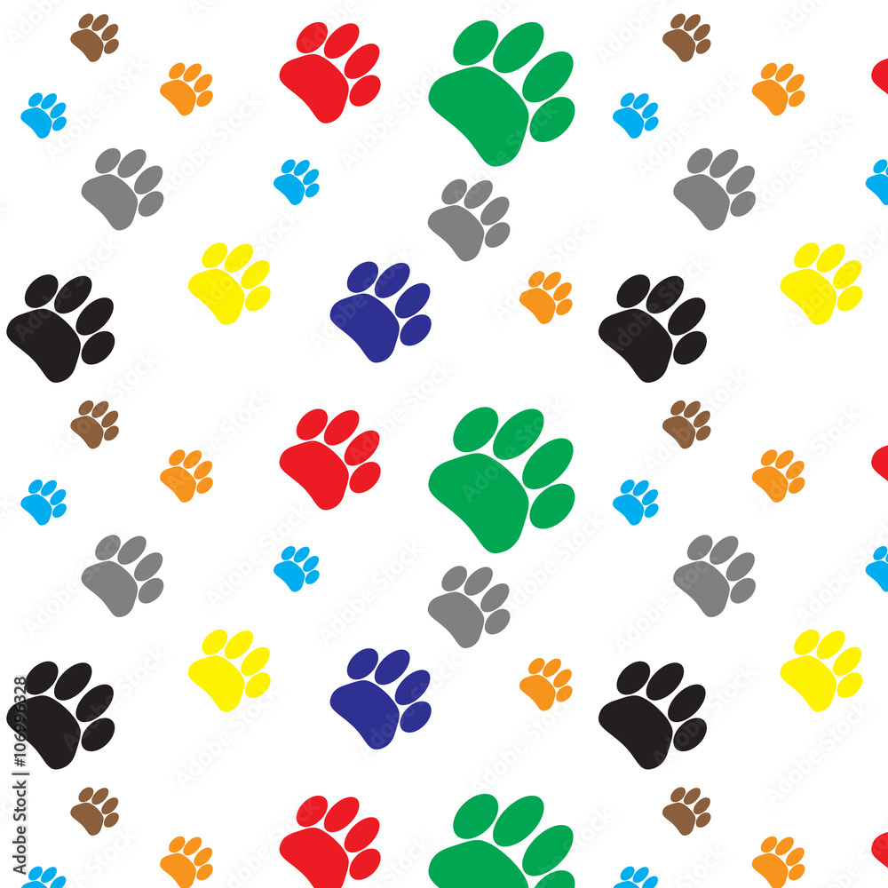 Fototapeta premium Pattern color dog animal foot print