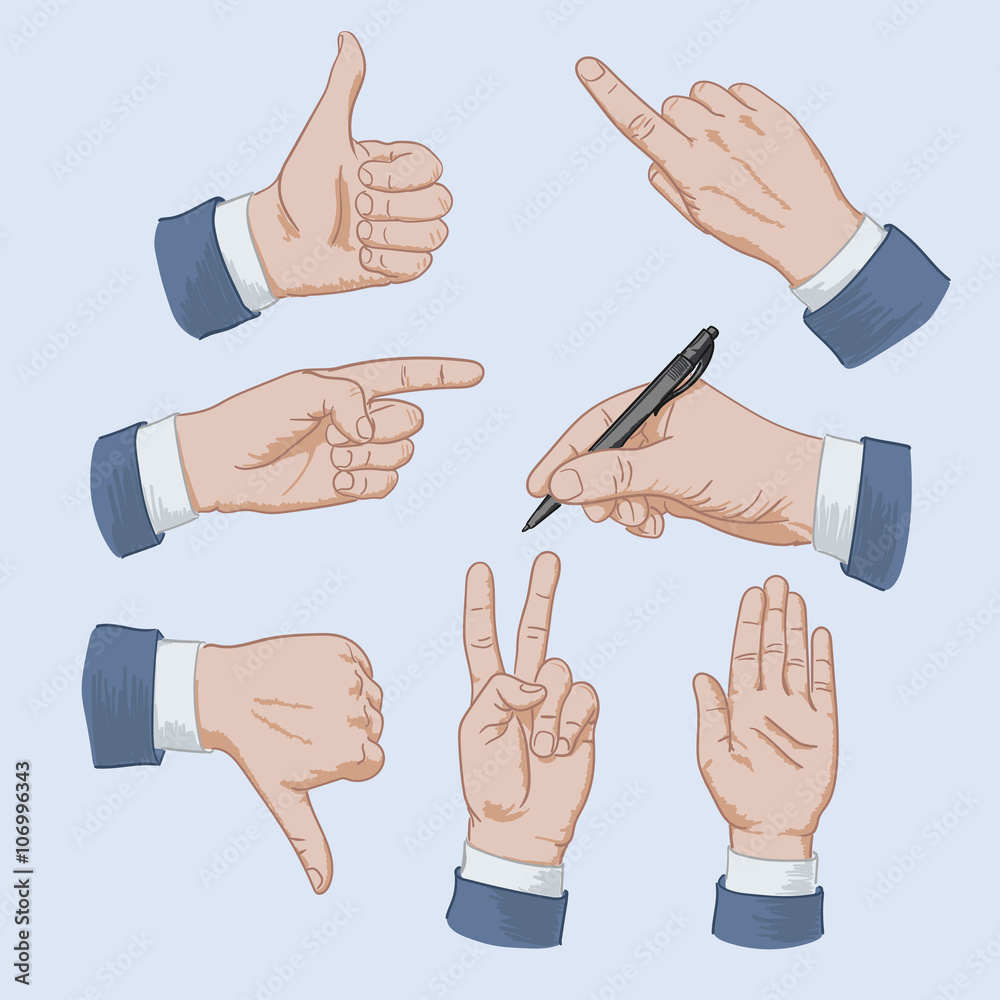 Set of business man hands