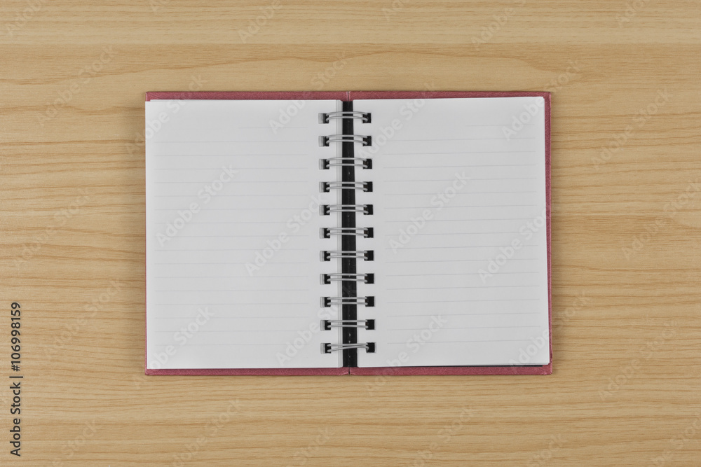 Blank notebook on wood table. Blank notebook on wood table.