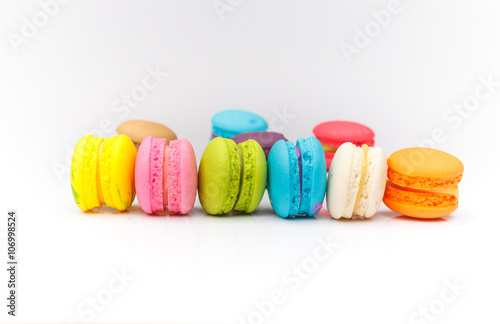 colorful macarons isolated on white