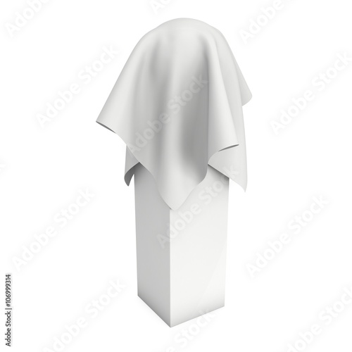 Presentation pedestal cover by white cloth