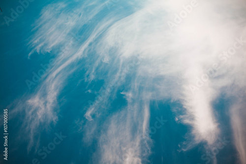 Puffy clouds blue wide soft dreamy sky peace background and rela