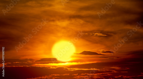 Sun at orange sunset
