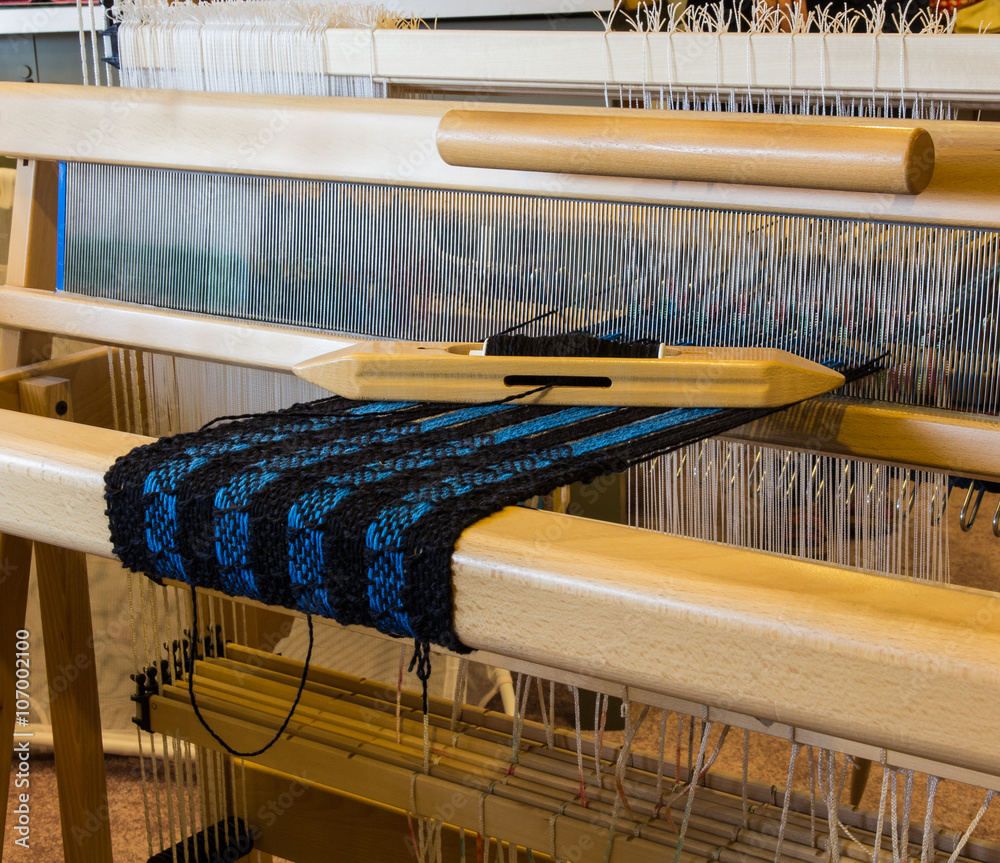 Wool Scarf Being Woven on a Loom
