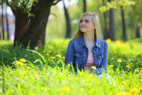 Woman in spring park