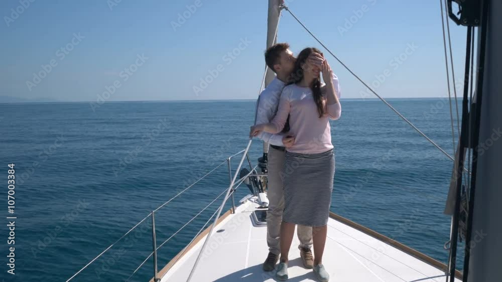 Romantic proposal scene on yacht Romantic proposal scene on yacht