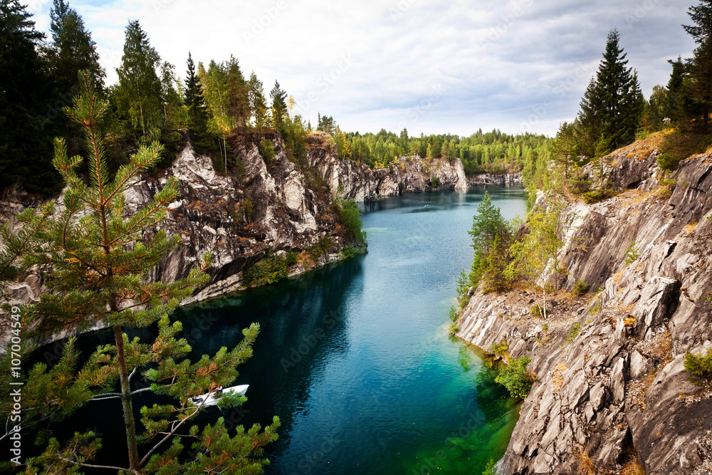 Marble quarry flooded in past in Karelia