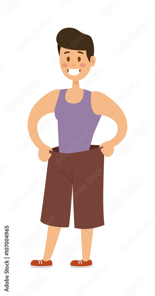 Healthy built strong sport man model fashionable active sportswear cartoon character vector. 