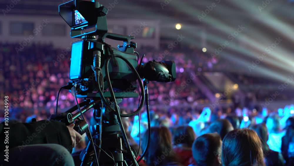 Professional tv Camera Shoots a Concert 4k Professional tv Camera Shoots a Concert 4k