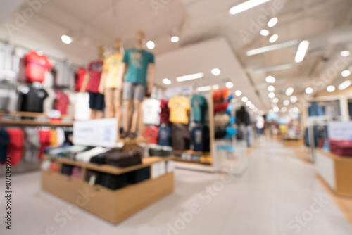 Blurred, defocused background of modern clothing store photo