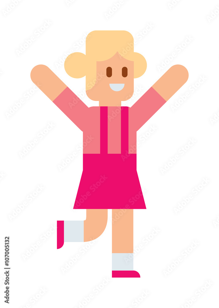 Little girl running training athlete healthy concept vector. 