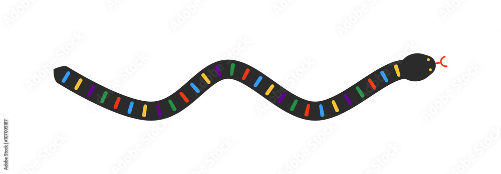 Naklejka premium Vector flat snake isolated on white background